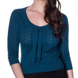 NWT X-Large Pointelle 3/4 Sleeve Blue Knit Top by Banned Retro Modcloth